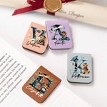 Clip segnalibro magnetica personalizzata per laurea Highland in pelle di mucca e PU con nome e iniziali Accessorio per la lettura Regalo di laurea per laureati topo di biblioteca