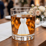 Personalised Sophisticated Tuxedo Wedding Dress Design 10 oz Whiskey Glass Wedding Celebrate Party Gift for Newlyweds