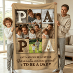 Personalized Warm Photo Collage Design Soft Throw Blanket with Text Daily Use Birthday Father's Day Gift for Dad Grandpa