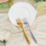 Personalized Engraved Mr. & Mrs. Wedding Forks Set and Ceramic Cake Plate with Name and Date Engagement Gift for Newlywed Couples