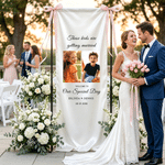 Bannière de mariage en soie personnalisée avec nom et date Cadeau de fête de mariage pour les mariés