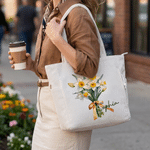 Personalised Birth Flower Large Capacity Corduroy Tote Bag with Name Travel Essential Birthday Mother's Day Gift for Mom Woman