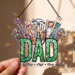 Personalized Repair Tool Acrylic Suncatcher Ornament with 1-12 Names Father's Day Birthday Gift for Dad Grandpa