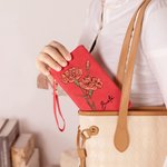 Personalizowany portfel damski PU z akwarelowym kwiatem urodzinowym i imieniem wyjątkowy prezent dla kobiet