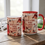 Personalized Multicolor Just A Girl Who Loves Golf 11 oz 15 oz Ceramic Mug with Name Daily Use Birthday Gift for Golf Lovers