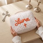 Funda de Biblia de Algodón Personalizada con Cruz Floral y Nombre de Iglesia Regalo de Bautizo para Cristianos Pastores
