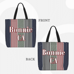 Personalised Stars and Stripes Design Large Tote Bag with Name and Area Independence Day Gift For Americans