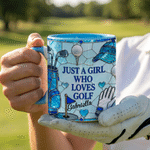 Personalized Multicolor Just A Girl Who Loves Golf 11 oz 15 oz Ceramic Mug with Name Daily Use Birthday Gift for Golf Lovers