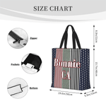 Personalised Stars and Stripes Design Large Tote Bag with Name and Area Independence Day Gift For Americans