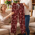Personalized Birth Flower Soft Skin-Friendly Pajama Pants with Name Daily Use Birthday Gift for Girls Women