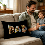 Personalized Best Dad Ever Photo Soft Rectangular Throw Pillow Cover Home Decor Happy Father's Day Gift for Father Man
