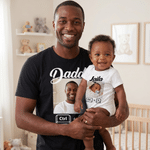 Personalized Photo Ctrl C Ctrl V 100% Cotton T-shirt  Baby Bodysuit Matching Outfit with Name Father's Day Birthday Gift for Dad Grandpa Baby