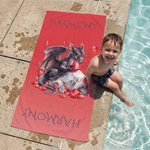 Personalised Dragon Birthstone Quick Dry Beach Towel with Name Outdoor Beach Party Essential Birthday Gift for Dragon Lovers Kids
