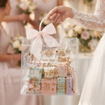 Personalised Wedding Elements Cute Bow Clear Gift Bag with Text Year and Name Wedding Party Gift for Bridesmaids Newlyweds