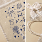 Personalised Wedding Elements Cute Bow Clear Gift Bag with Text Year and Name Wedding Party Gift for Bridesmaids Newlyweds