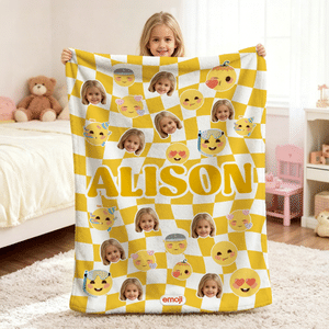 Personalisierte Playful emoji Szene Foto weiche Decke mit Namen Home Decor Geburtstagsgeschenk für Freunde Kinder Familie | Callie × emoji ™ werfen