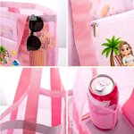 Personalisierte 3D Cartoon Sandbeach Charakter Mesh Beach Tote Bag mit Namen Sommer Urlaub Schwimmbad Geburtstag Geschenk für Frauen Mädchen