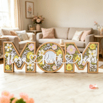 Personalised Mom Floral Wooden Sign with Names Home Decor Mother's Day Birthday Gift for Mom