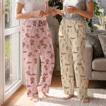 Personalized Birth Flower Soft Skin-Friendly Pajama Pants with Name Daily Use Birthday Gift for Girls Women