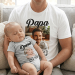 Personalized Photo Ctrl C Ctrl V 100% Cotton T-shirt  Baby Bodysuit Matching Outfit with Name Father's Day Birthday Gift for Dad Grandpa Baby