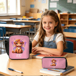 Sac à dos personnalisé avec nom Sac à dos Highland Cow Birth Flower Lunch Bag Trousse à crayons Retour à l'école Cadeau d'anniversaire pour étudiant