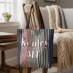 Personalised Stars and Stripes Design Large Tote Bag with Name and Area Independence Day Gift For Americans