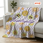 Personalisierte Multicolor Plaid Blume Lächeln emoji weiche Decke mit Namen täglichen Gebrauch Geburtstag Jahrestag Geschenk für Familie Freunde | Callie × emoji ™