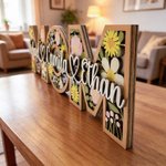 Panneau en bois personnalisé avec noms pour la maison Cadeau d'anniversaire pour la fête des mères