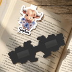 Personalised Highland Cow Birth Flower Magnetic Bookmark Clip with Name Birthday Holiday Gift for Bookworms Reading Lovers