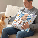 Personalised Pet Paw and Human Fist Bump Design Soft Cushion Cover with Name Home Decor Father's Day Gift for Pet Owner Lover