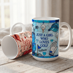 Personalized Multicolor Just A Girl Who Loves Golf 11 oz 15 oz Ceramic Mug with Name Daily Use Birthday Gift for Golf Lovers