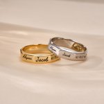Personalized Sterling Silver Octagonal Family Ring with Engraved 1-8 Names Birthday Mother's Day Gift for Mom Family
