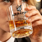Personalised Hairapist Fun Text 10 oz Rock Whiskey Glass with Name Daily Use Birthday Gift for Hairdresser