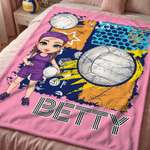 Personalised Volleyball Cartoon Character Soft Throw Blanket with Name Home Decor Team Birthday Gift for Volleyball Players