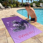 Personalised Dragon Birthstone Quick Dry Beach Towel with Name Outdoor Beach Party Essential Birthday Gift for Dragon Lovers Kids