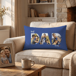 Personalized Best Dad Ever Photo Soft Rectangular Throw Pillow Cover Home Decor Happy Father's Day Gift for Father Man