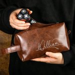 Sac de maquillage en cuir PU imperméable et personnalisé avec nom Home Business Trip Father's Day Gift for Man Boyfriend Father