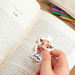 Personalised Highland Cow Birth Flower Magnetic Bookmark Clip with Name Birthday Holiday Gift for Bookworms Reading Lovers
