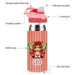 Personalized Birth Flower Highland Cow Name 12 oz Insulated Water Bottle with Straw and Handle Back to School Birthday Gift for Girls