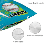 Personalized Multicolor Cartoon Character Baseball Softball Soft Throw Pillow Cover with Name Home Decor Game Day Team Gift for Athlete Coach