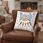 Personalised Pet Paw and Human Fist Bump Design Soft Cushion Cover with Name Home Decor Father's Day Gift for Pet Owner Lover