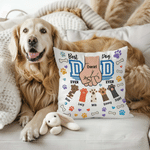 Personalised Pet Paw and Human Fist Bump Design Soft Cushion Cover with Name Home Decor Father's Day Gift for Pet Owner Lover