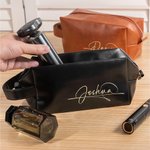 Sac de maquillage en cuir PU imperméable et personnalisé avec nom Home Business Trip Father's Day Gift for Man Boyfriend Father