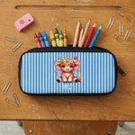 Sac à dos personnalisé avec nom Sac à dos Highland Cow Birth Flower Lunch Bag Trousse à crayons Retour à l'école Cadeau d'anniversaire pour étudiant