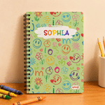 Personalised Colourful emoji Mix A5 Spiral Journal Notebook with Name Daily Use Birthday Gift for Kids | Callie × emoji ™