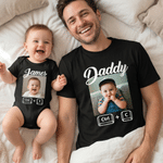 Personalized Photo Ctrl C Ctrl V 100% Cotton T-shirt  Baby Bodysuit Matching Outfit with Name Father's Day Birthday Gift for Dad Grandpa Baby