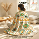 Personalisierte Multicolor Plaid Blume Lächeln emoji weiche Decke mit Namen täglichen Gebrauch Geburtstag Jahrestag Geschenk für Familie Freunde | Callie × emoji ™