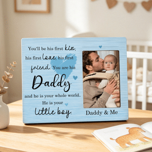 Personalised Baby Photo Wooden Frame with Text Home Decor Father's Day Parent-Child Family Gift for New Dad Parents Grandparents