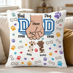 Personalised Pet Paw and Human Fist Bump Design Soft Cushion Cover with Name Home Decor Father's Day Gift for Pet Owner Lover