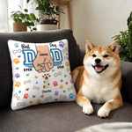 Personalised Pet Paw and Human Fist Bump Design Soft Cushion Cover with Name Home Decor Father's Day Gift for Pet Owner Lover